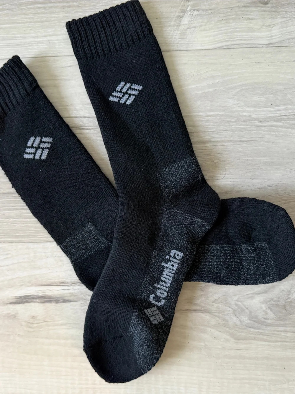 Columbia Men's Black Crew Athletic Socks with Gray Logo